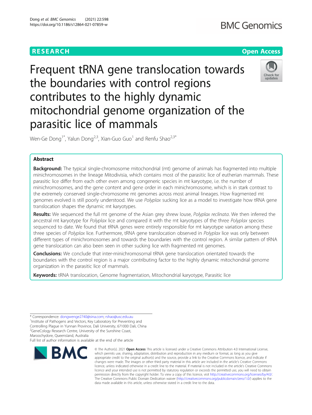 Frequent Trna Gene Translocation Towards the Boundaries with Control