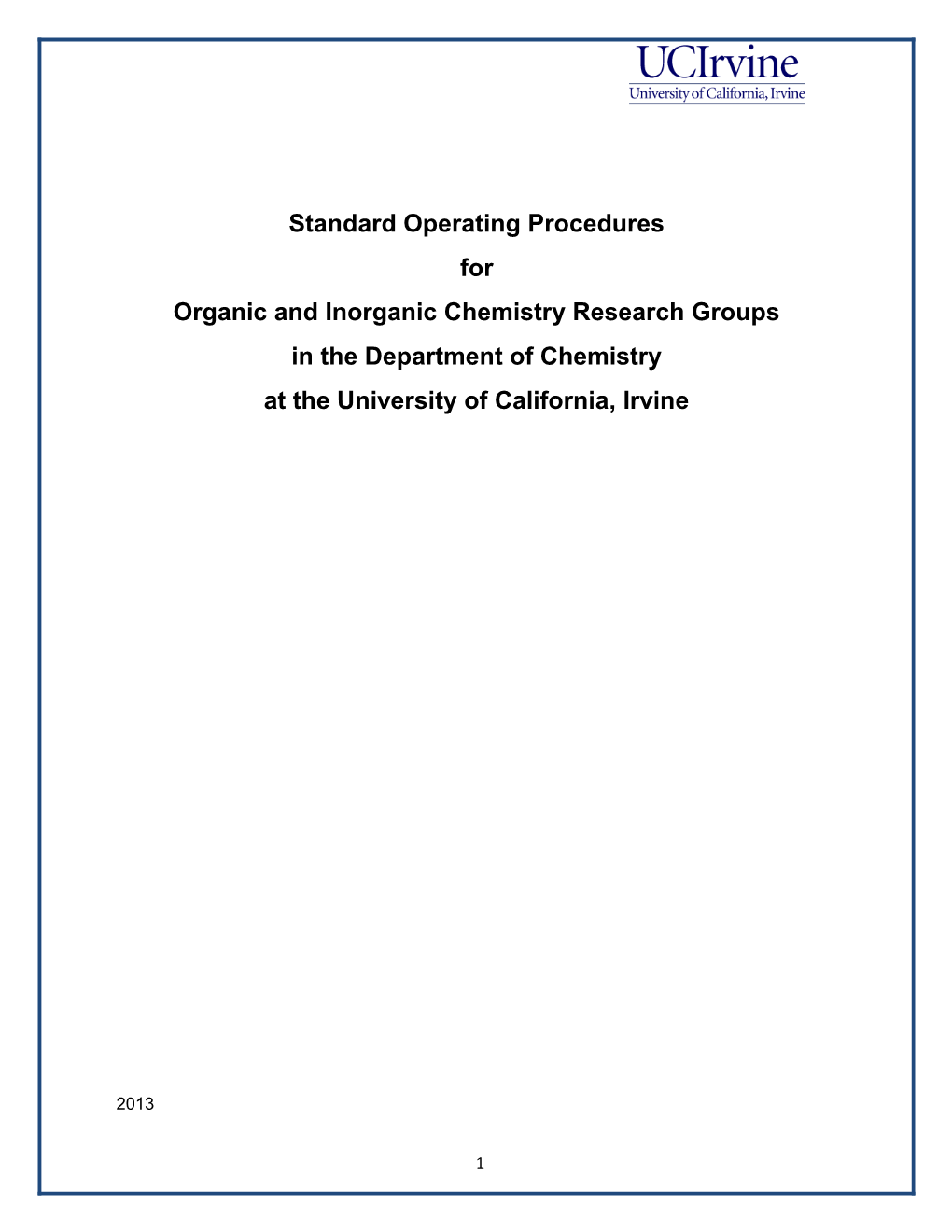 Standard Operating Procedures For Chemical Bands