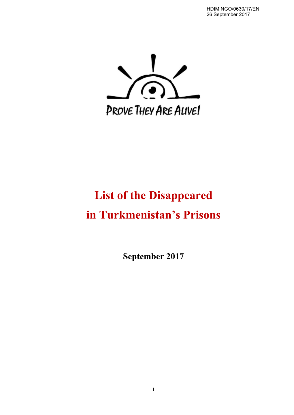 List of the Disappeared in Turkmenistan's Prisons