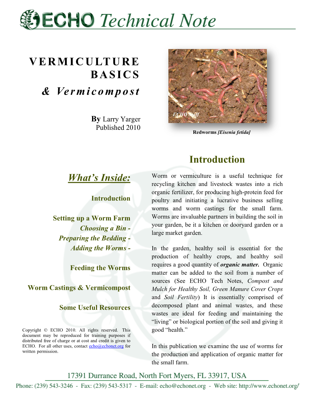 VERMICULTURE BASICS & Vermicompost