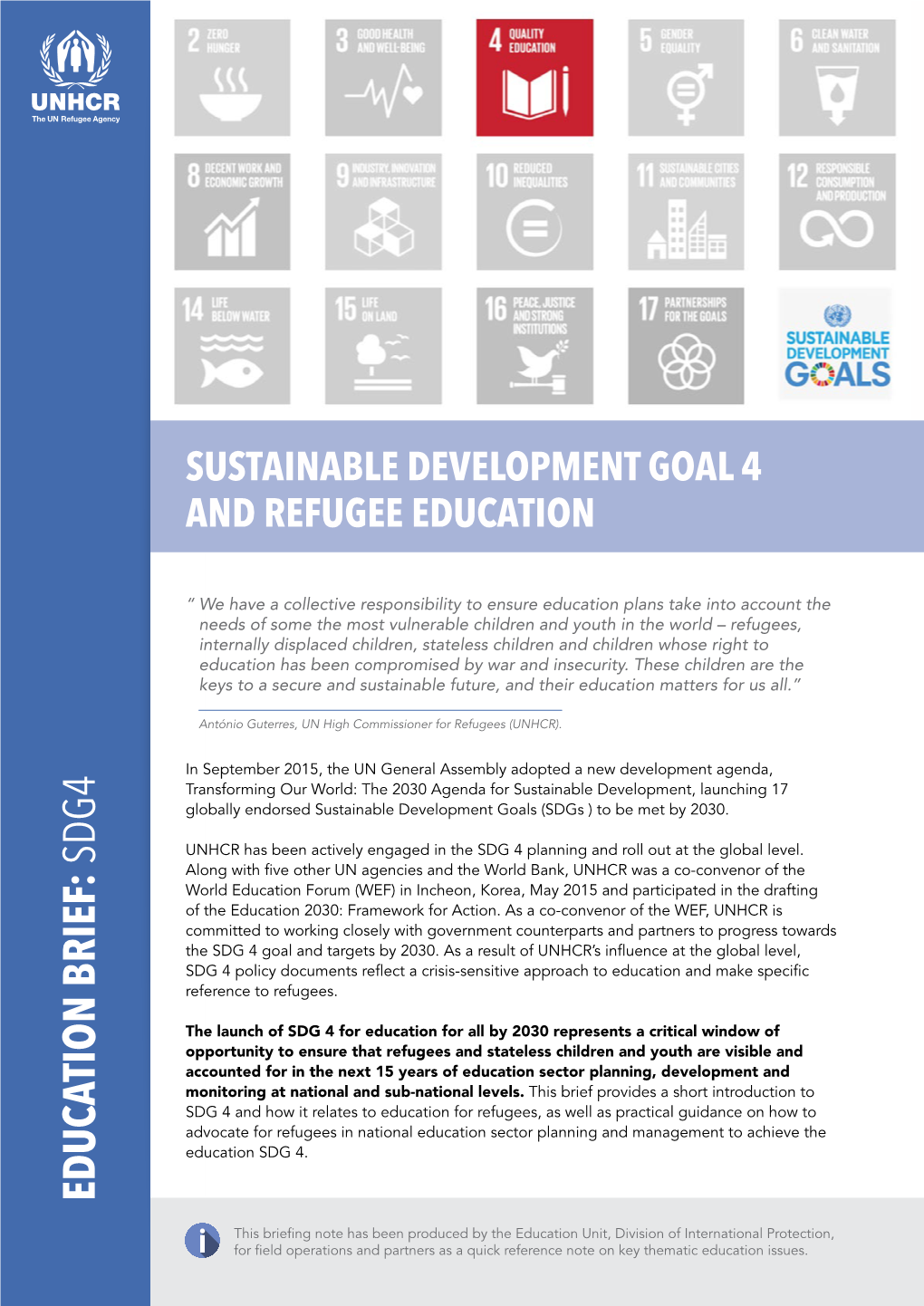 Sustainable Development Goal 4 and Refugee Education