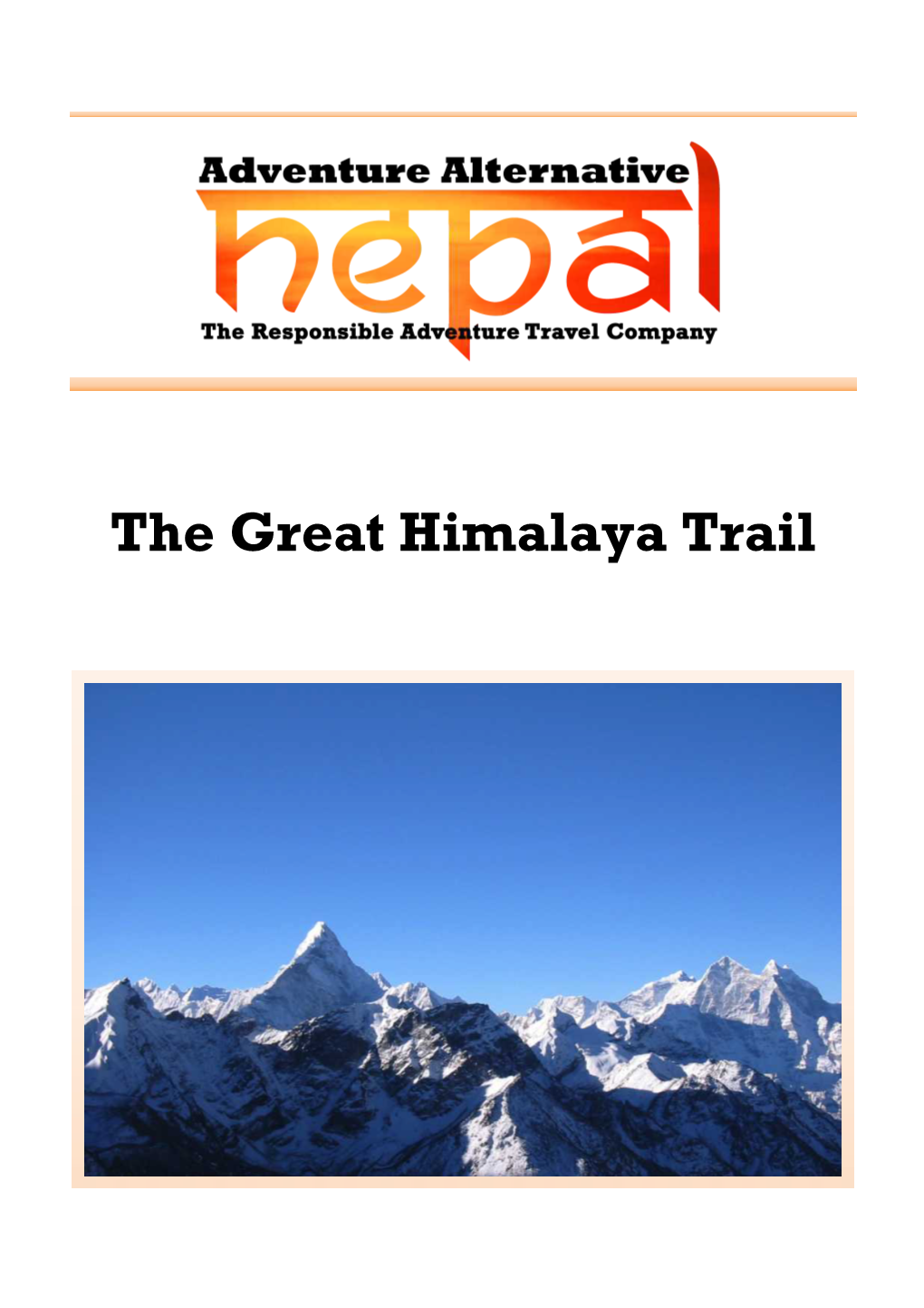 The Great Himalaya Trail Content