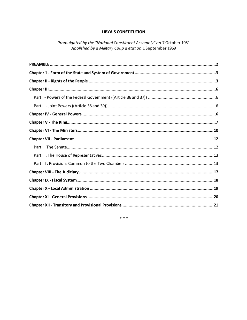 LIBYA's CONSTITUTION Promulgated by the "National Constituent Assembly"