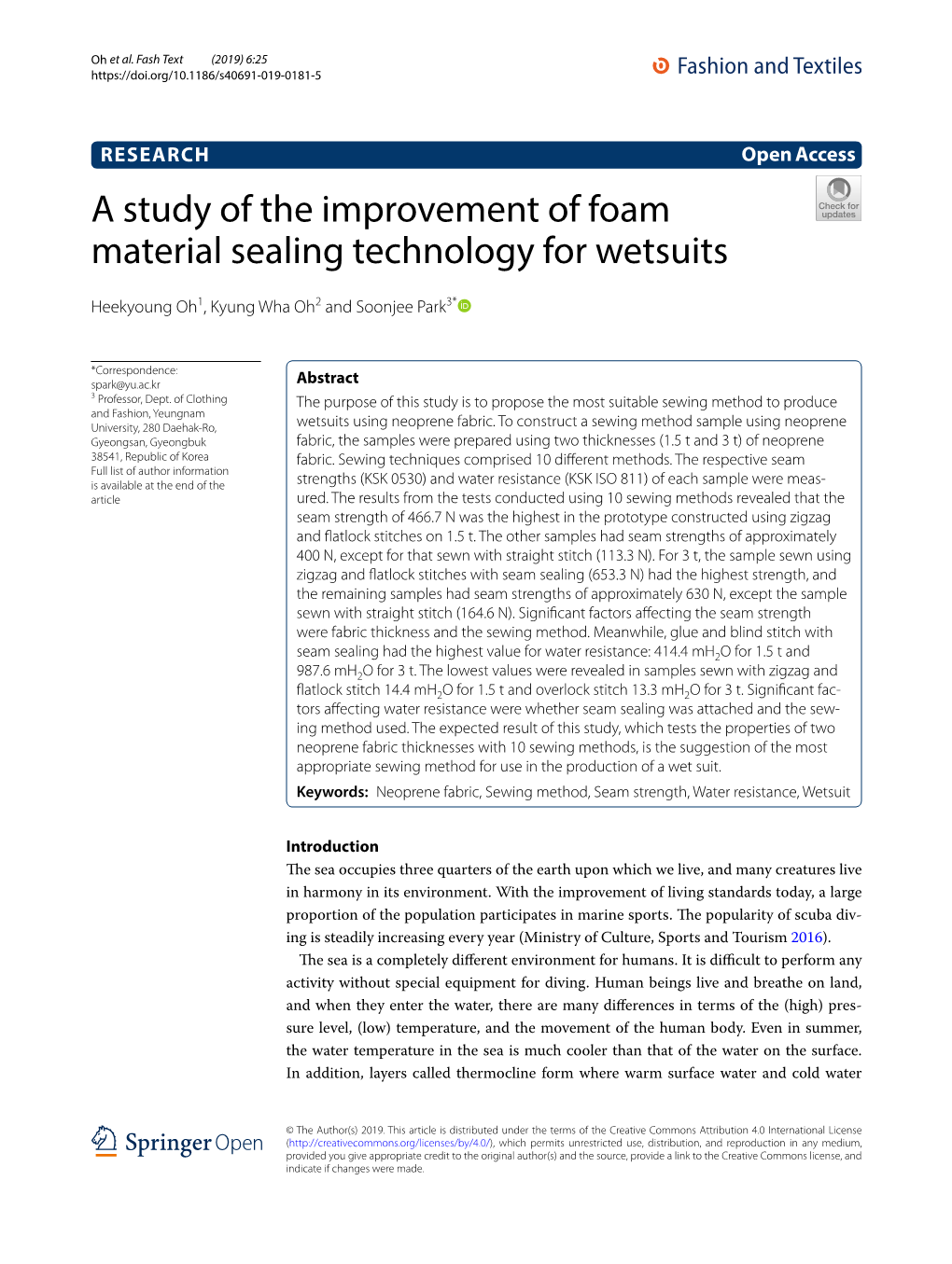 A Study of the Improvement of Foam Material Sealing Technology for Wetsuits