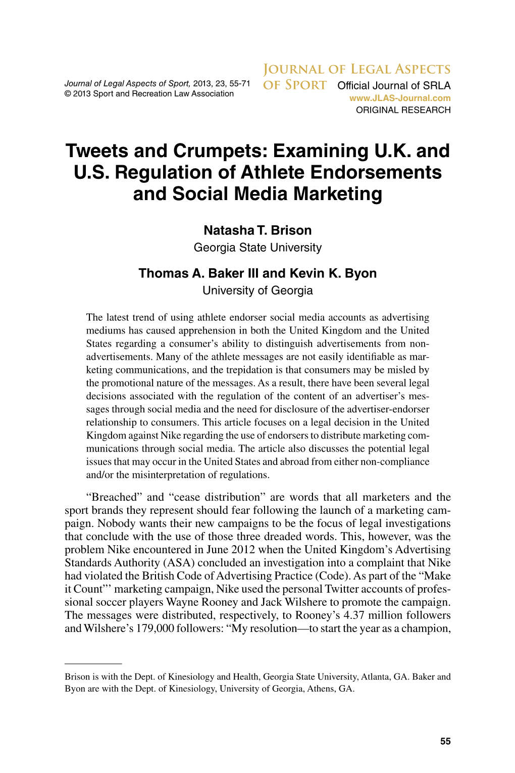 Examining UK and US Regulation of Athlete Endorsements and Social