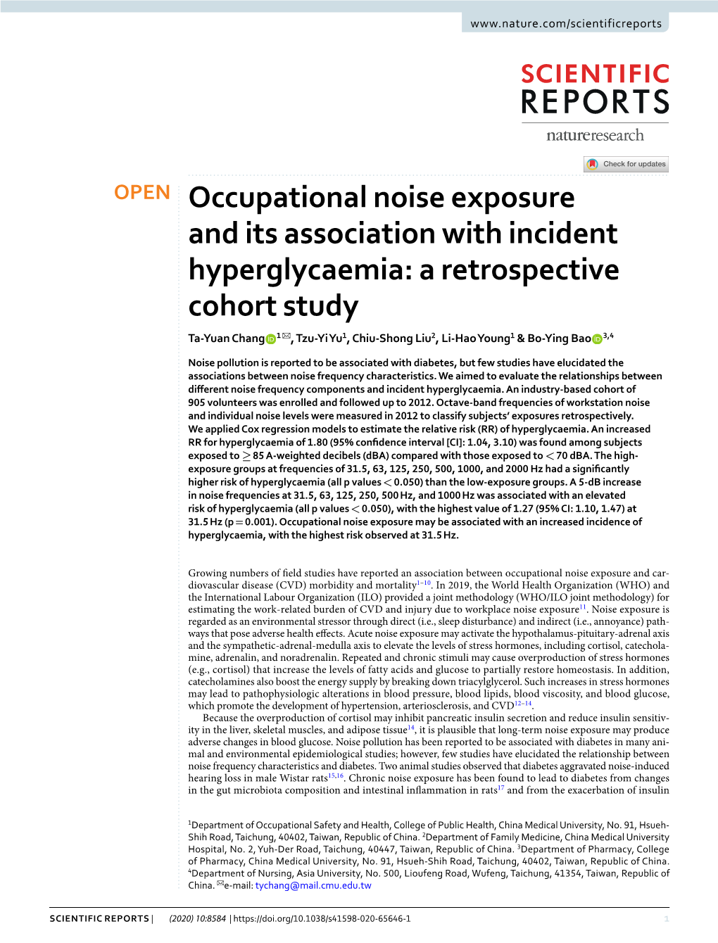 Occupational Noise Exposure and Its Association with Incident