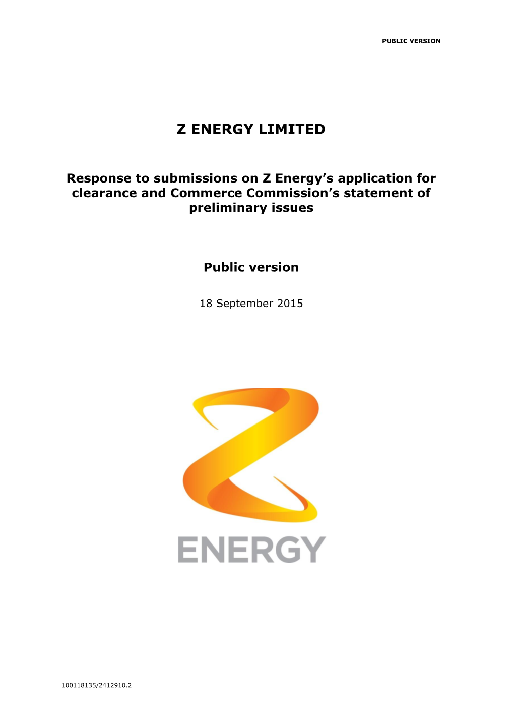 Z Energy Response to Submissions
