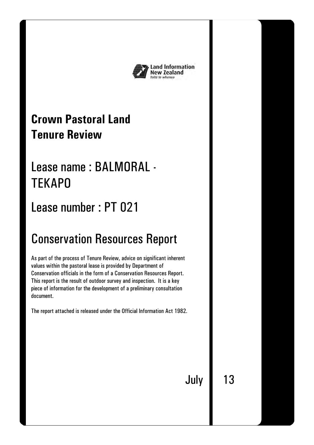 Balmoral Conservation Resources Report