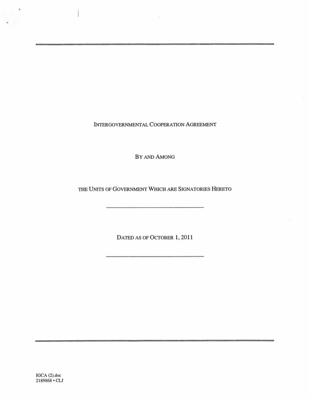 Intergovernmental Cooperation Agreement By