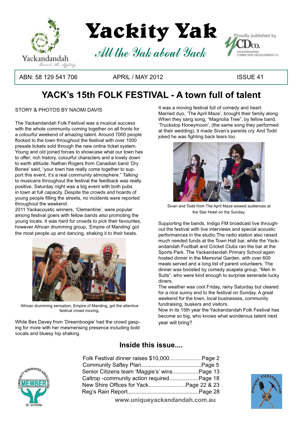 YACK's 15Th FOLK FESTIVAL