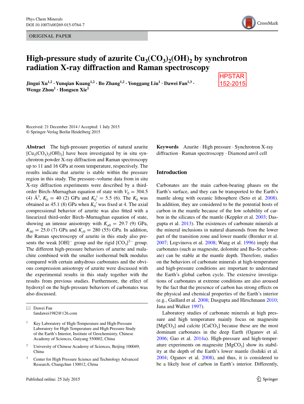 High-Pressure Study of Azurite Cu3(CO3)2(OH)2 by Synchrotron