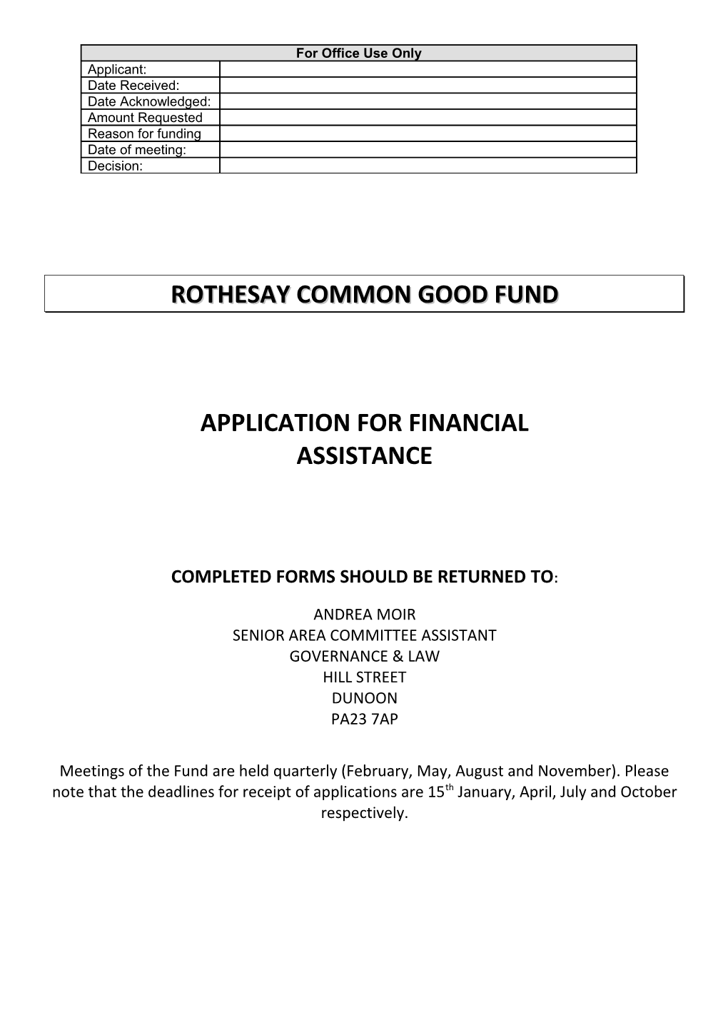 Oban Common Good Fund