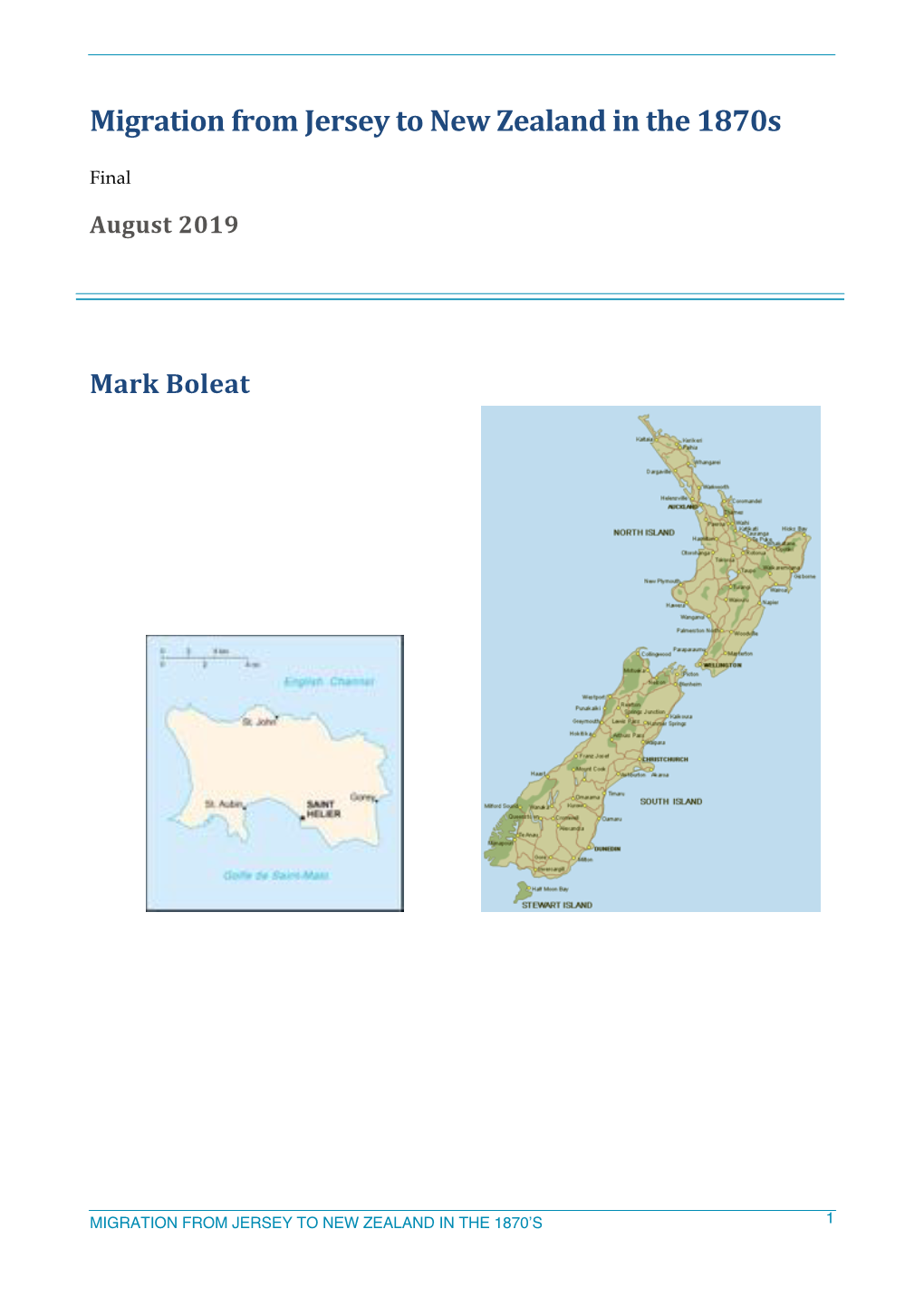 Migration from Jersey to New Zealand in the 1870S