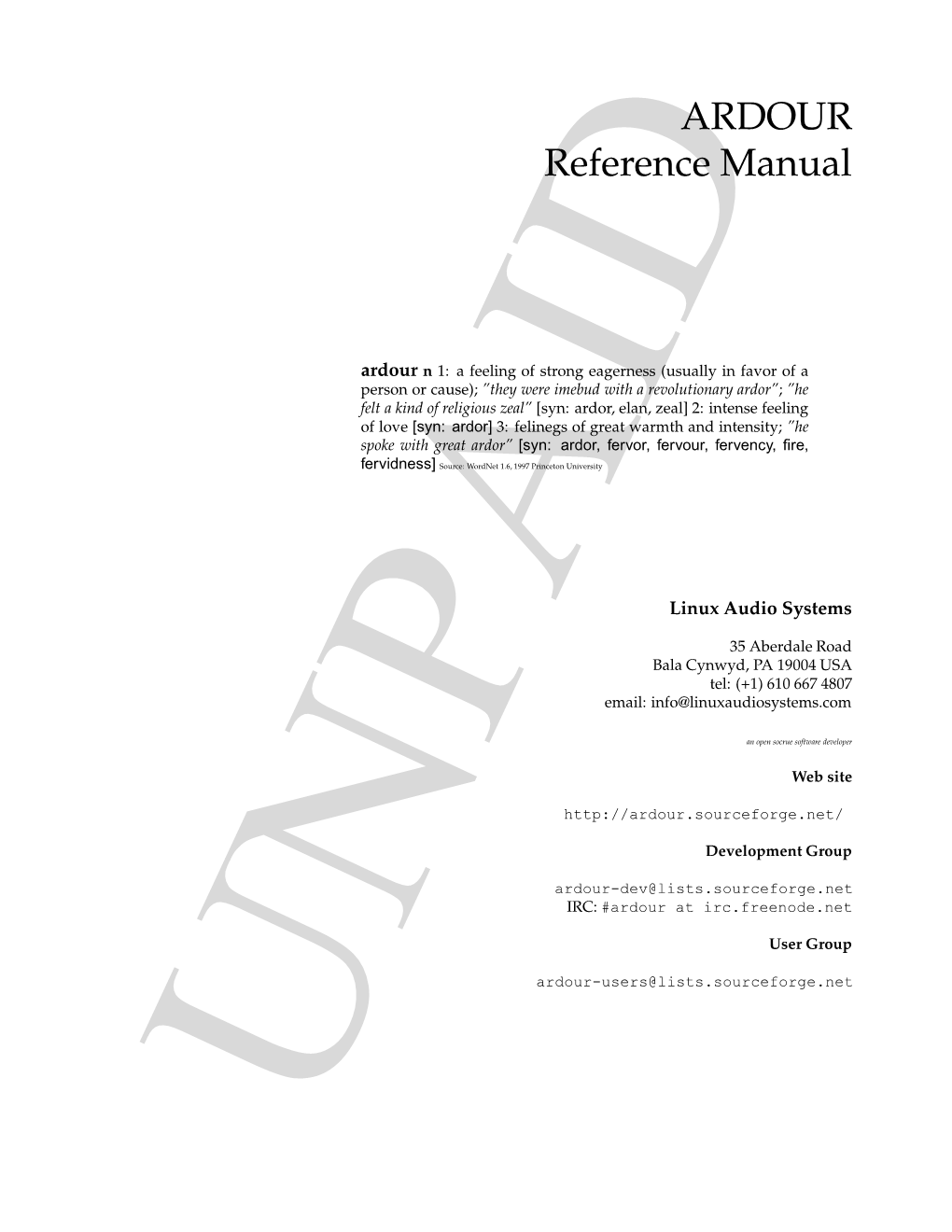 ARDOUR Reference Manual