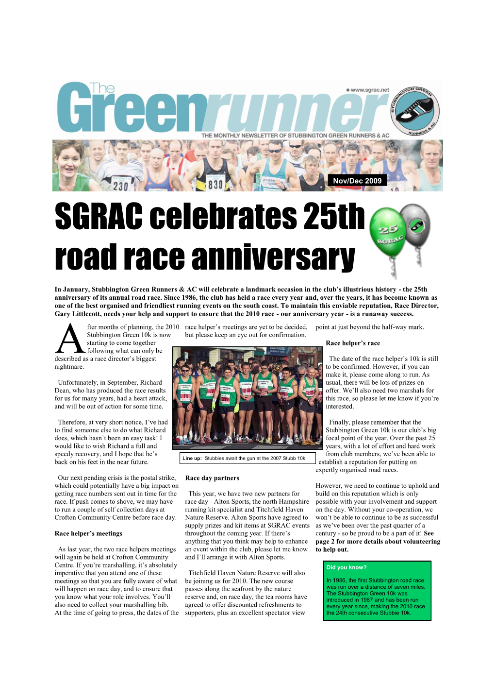 SGRAC Celebrates 25Th Road Race Anniversary