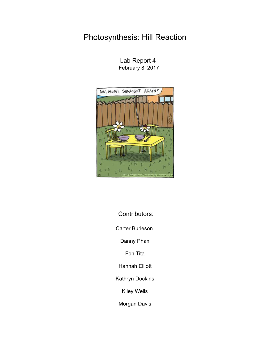 Photosynthesis: Hill Reaction ​Lab Report 4