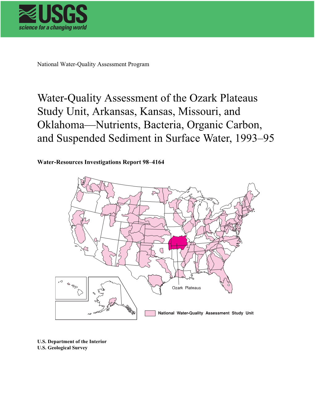 Water-Quality Assessment of the Ozark Plateaus Study Unit