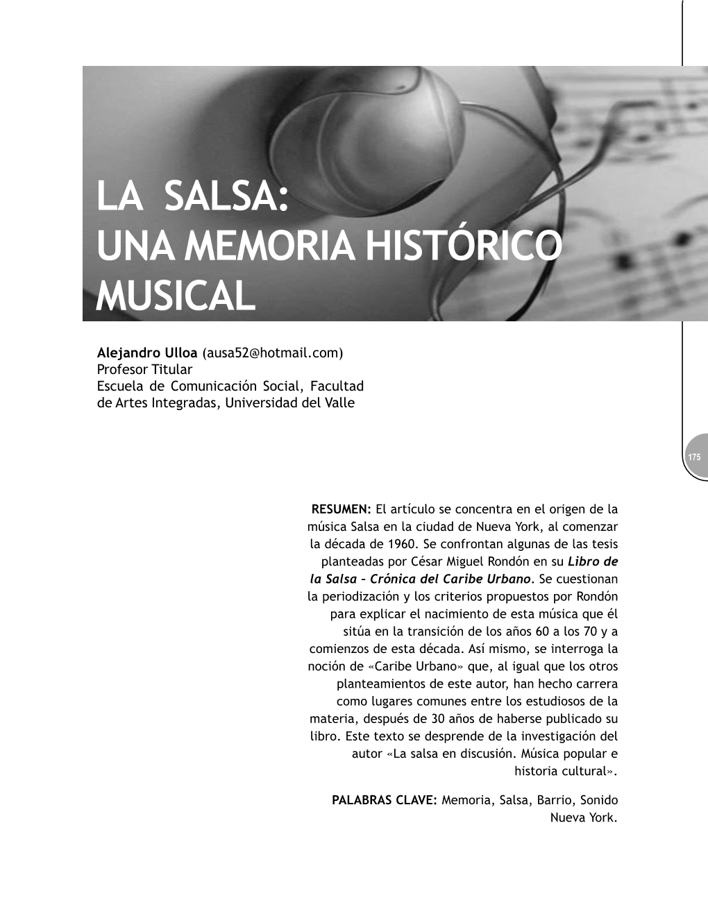 La Salsa: Una Memoria Histórico Musical