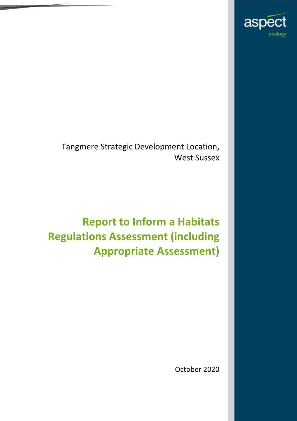 Report to Inform a Habitats Regulations Assessment (Including Appropriate Assessment)