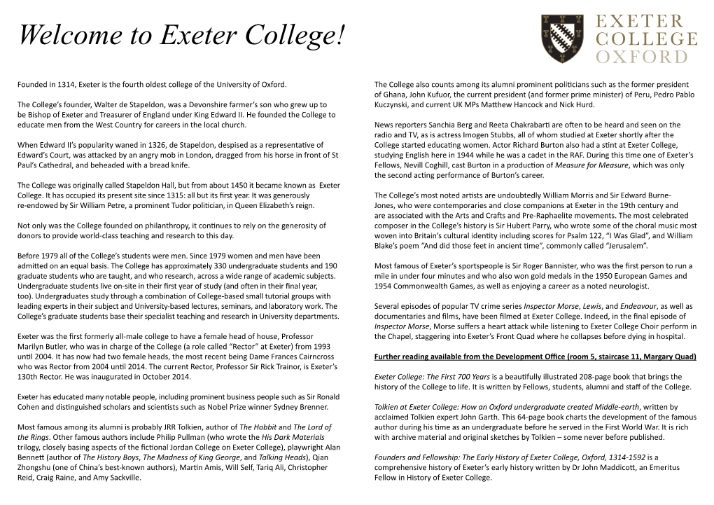 Welcome to Exeter College!