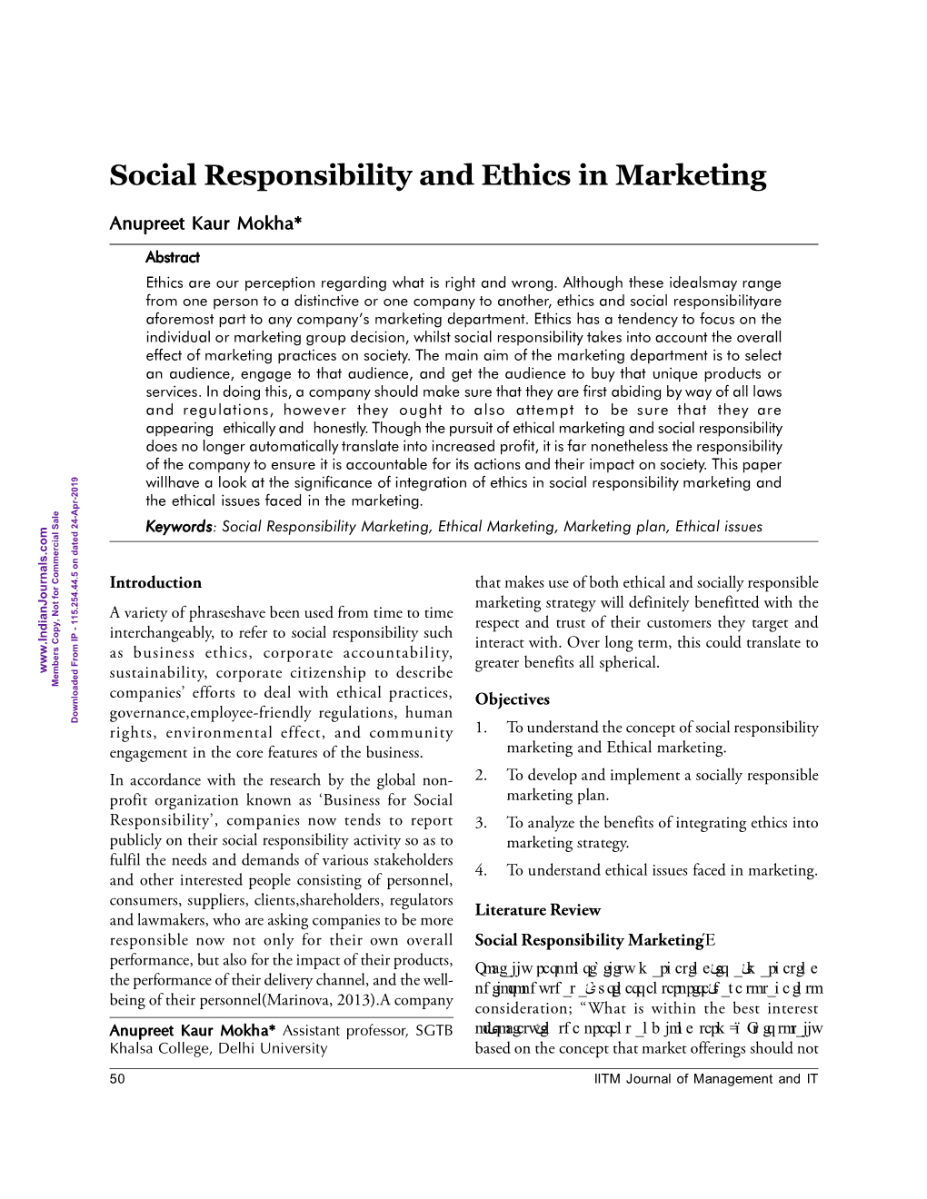 Social Responsibility and Ethics in Marketing Keywords Are Marketing