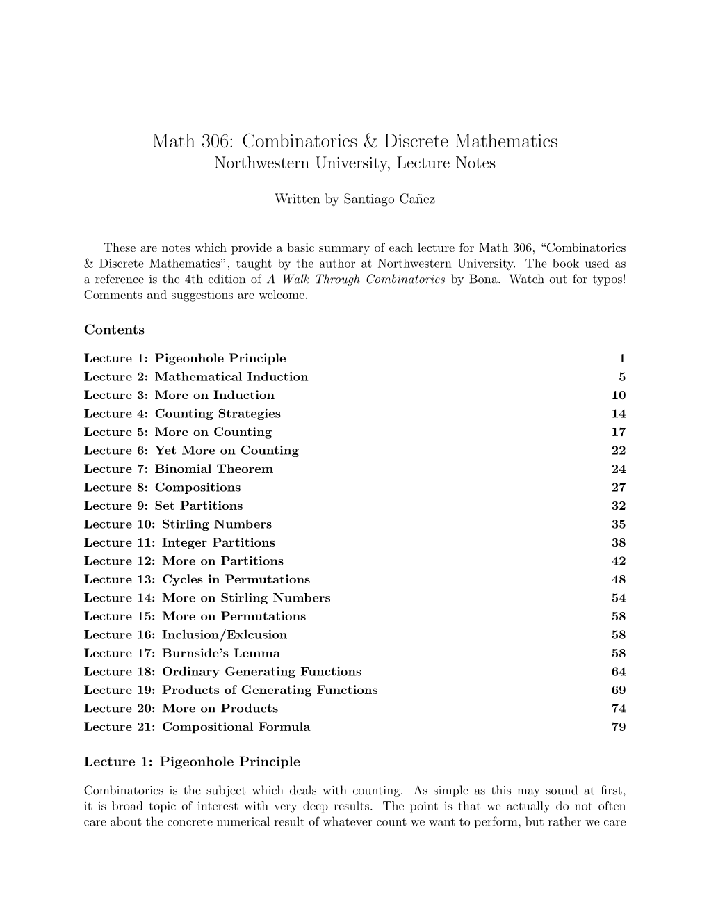 Math 306: Combinatorics & Discrete Mathematics
