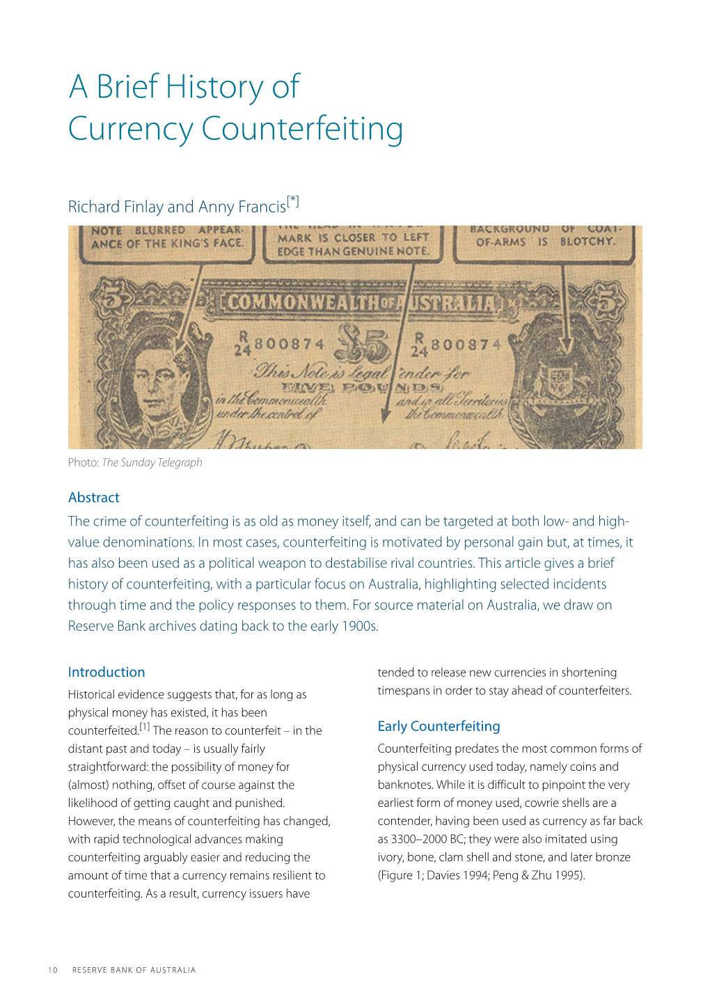 A Brief History of Currency Counterfeiting