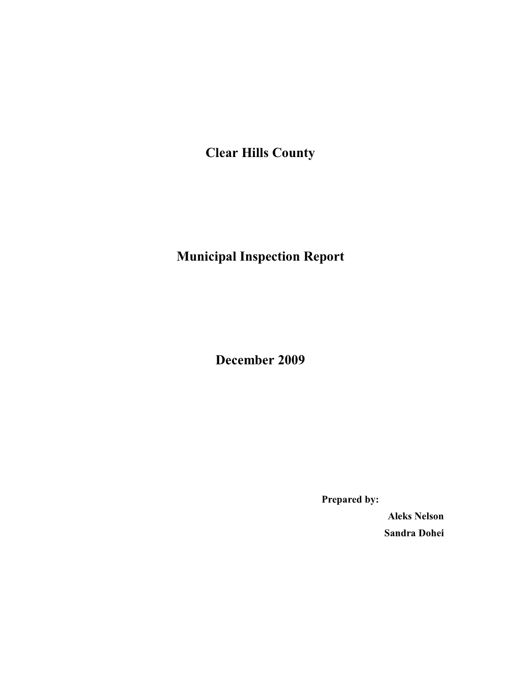 Clear Hills County Final Inspection Report