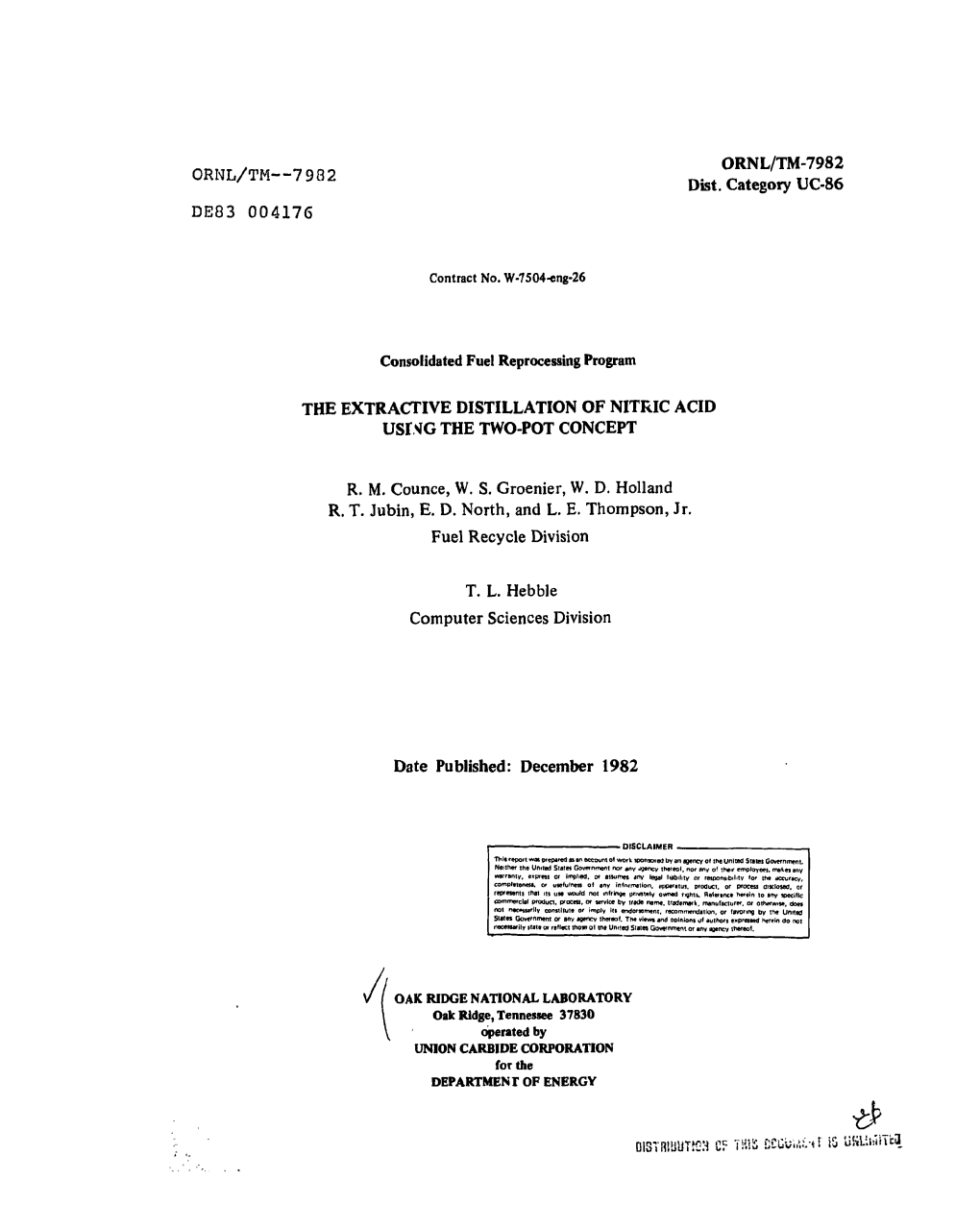 Extractive Distillation of Nitric Acid Using the Two-Pot Concept