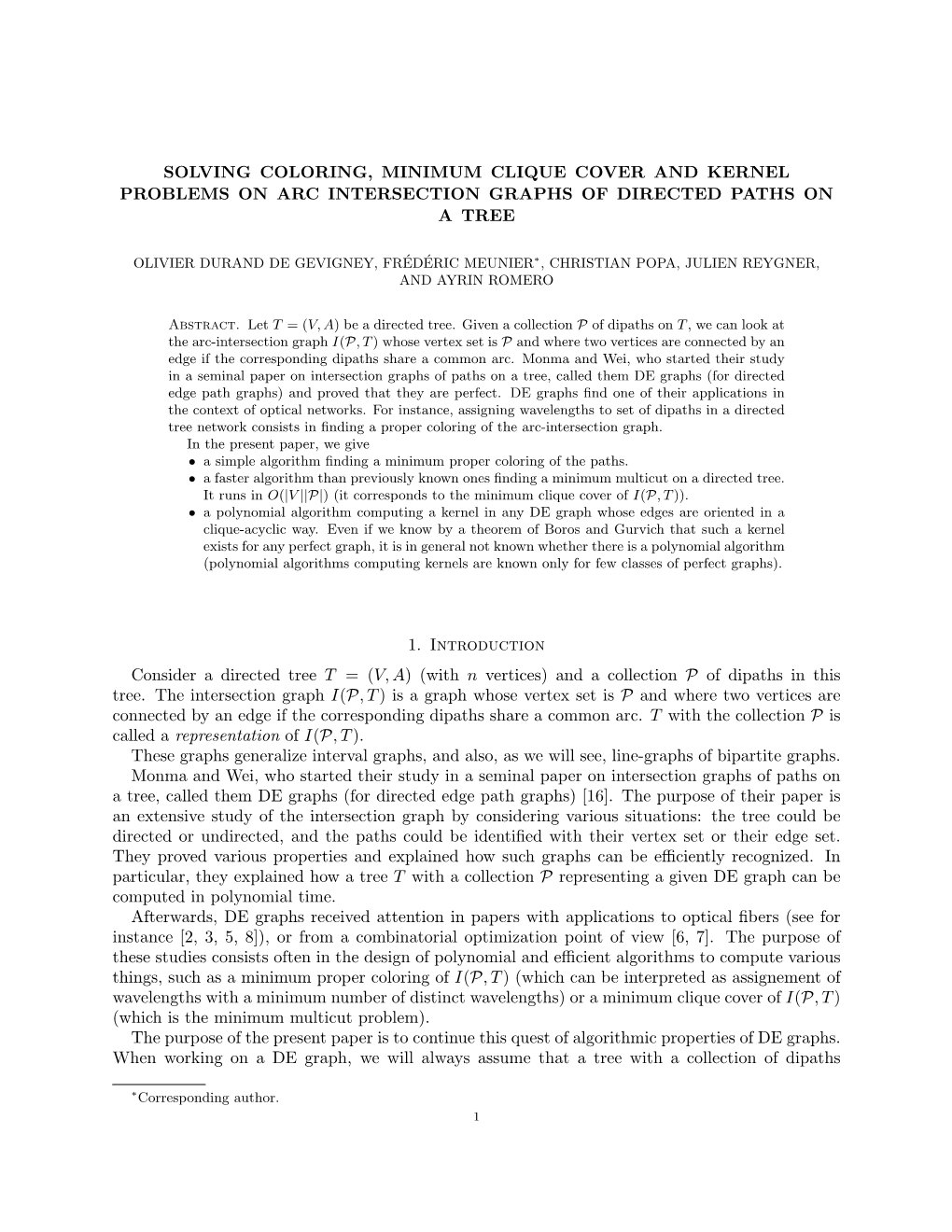 Solving Coloring, Minimum Clique Cover and Kernel Problems on Arc Intersection Graphs of Directed Paths on a Tree