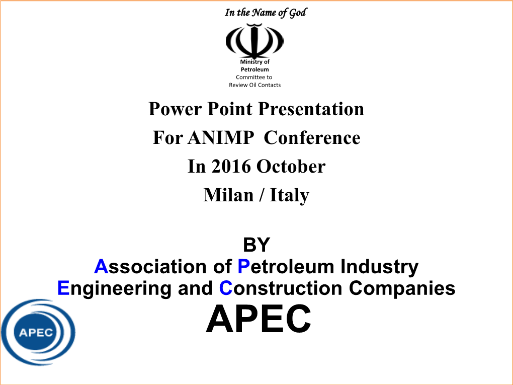 Power Point Presentation for ANIMP Conference in 2016 October Milan / Italy