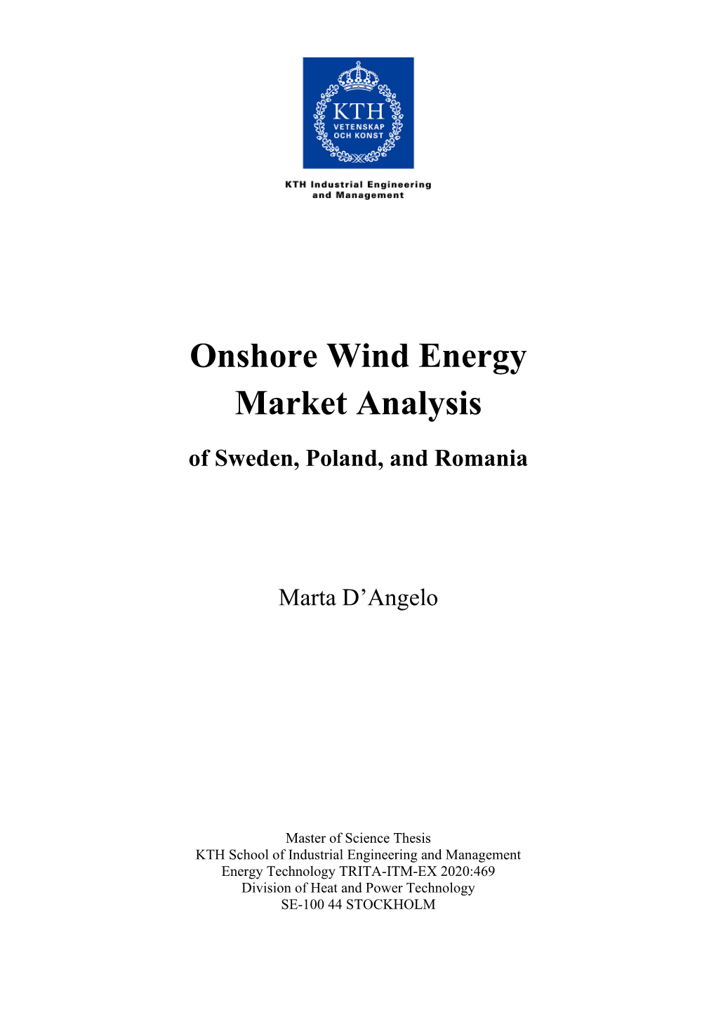 Onshore Wind Energy Market Analysis of Sweden, Poland, and Romania