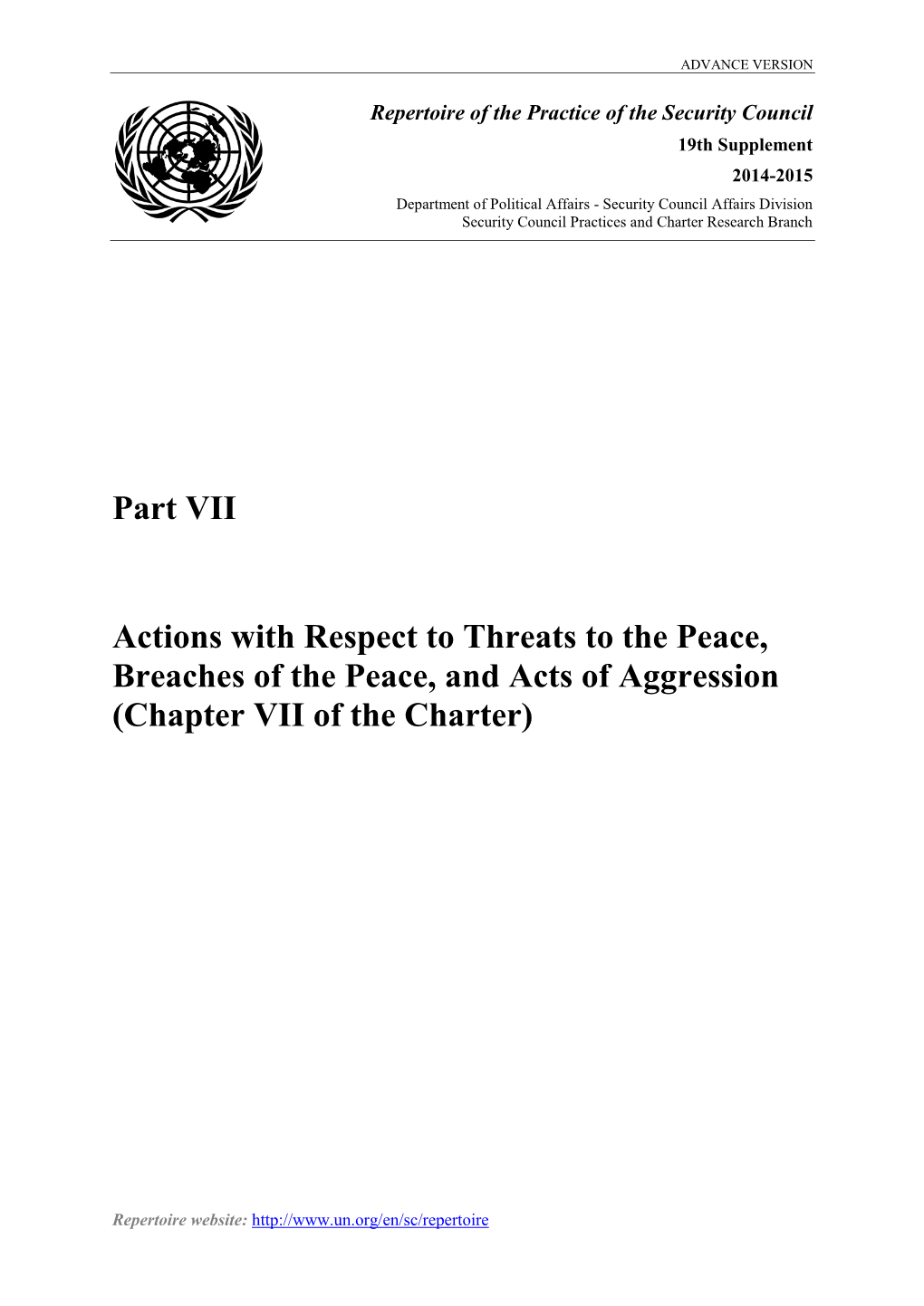 Partment of Political Affairs - Security Council Affairs Division Security Council Practices and Charter Research Branch