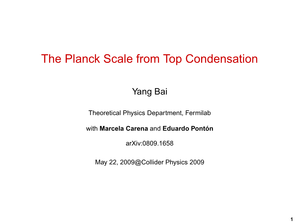 The Planck Scale from Top Condensation