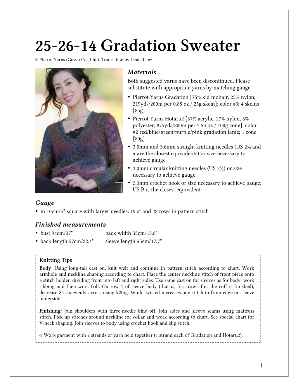 25-26-14 Gradation Sweater © Pierrot Yarns (Gosyo Co., Ltd.)