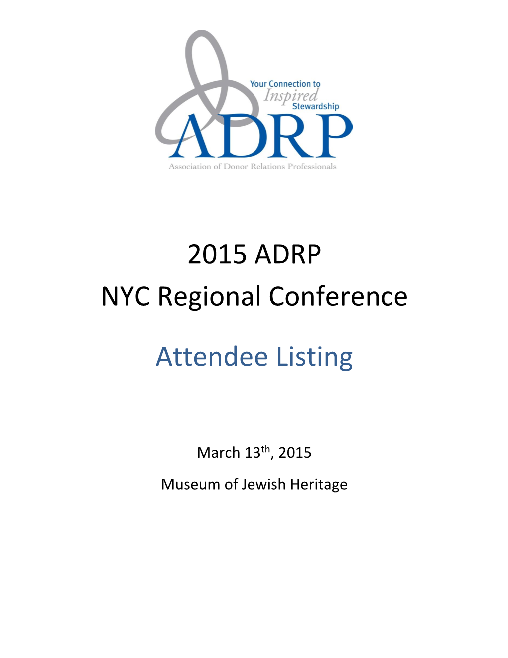 2015 ADRP NYC Regional Conference Attendee Listing