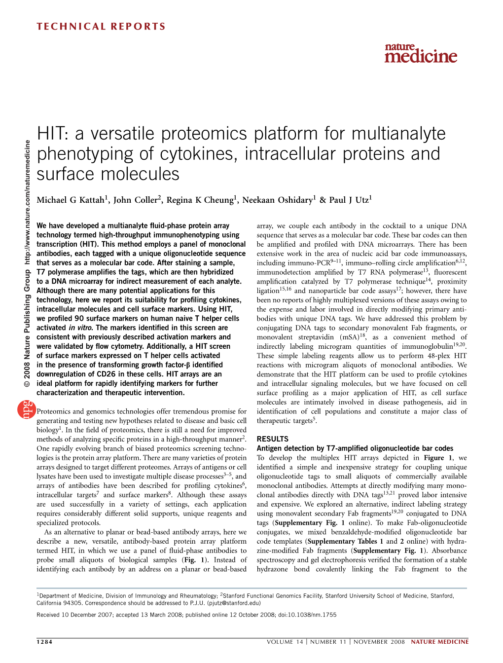 HIT: a Versatile Proteomics Platform for Multianalyte Phenotyping of Cytokines, Intracellular Proteins and Surface Molecules
