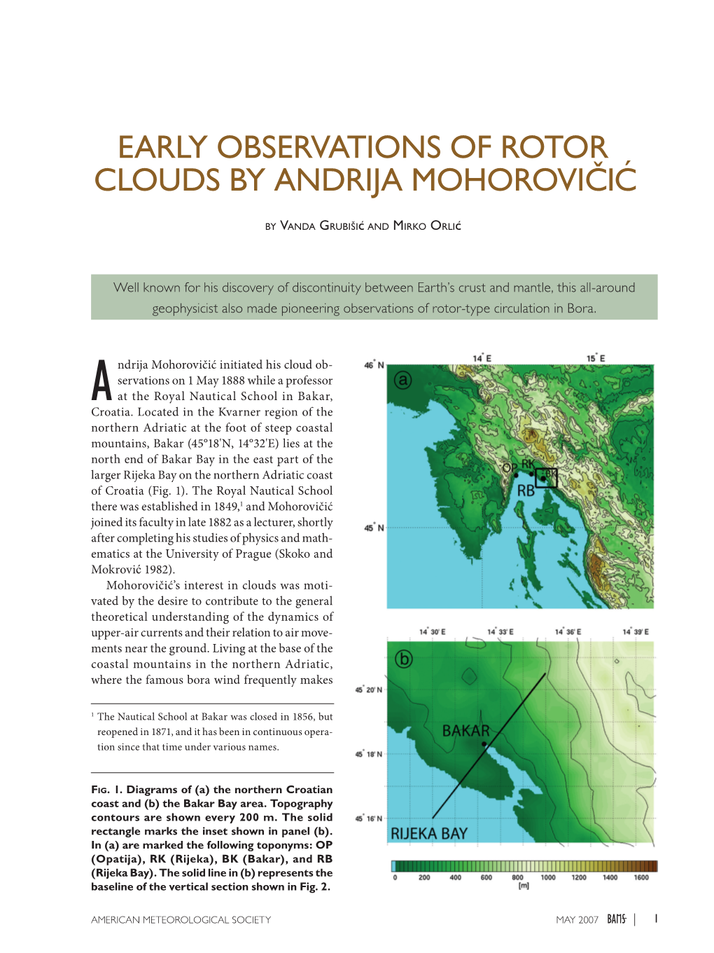 Early Observations of Rotor Clouds by Andrija Mohorovicˇic´