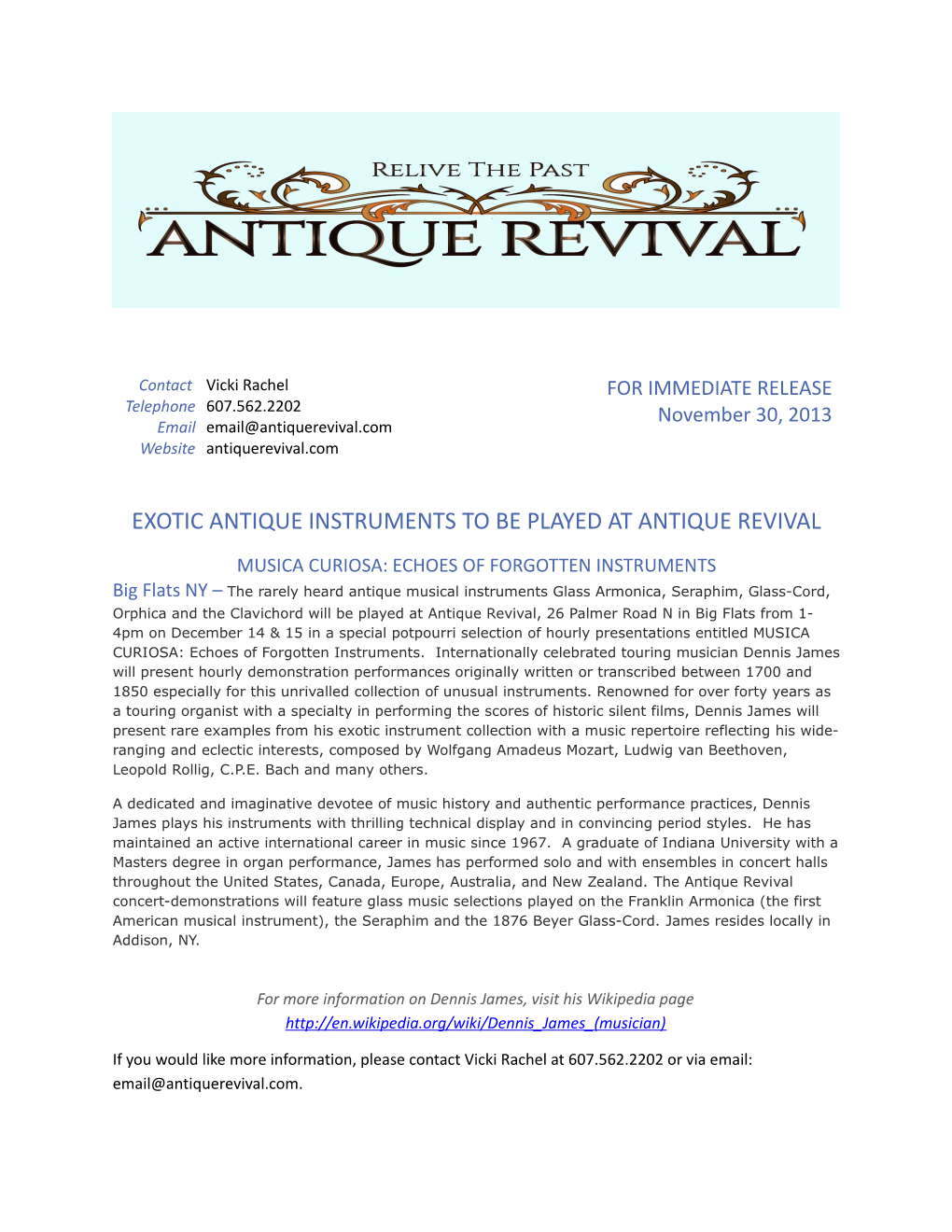 Exotic Antique Instruments to Be Played at Antique Revival