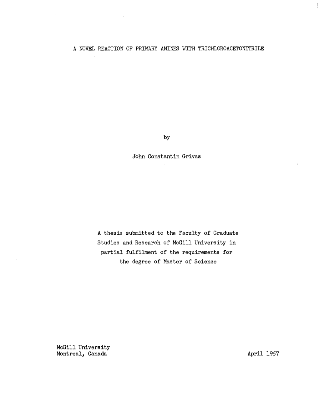 A Novel Reaction of Primary Amines with Trichloroacetonitrile