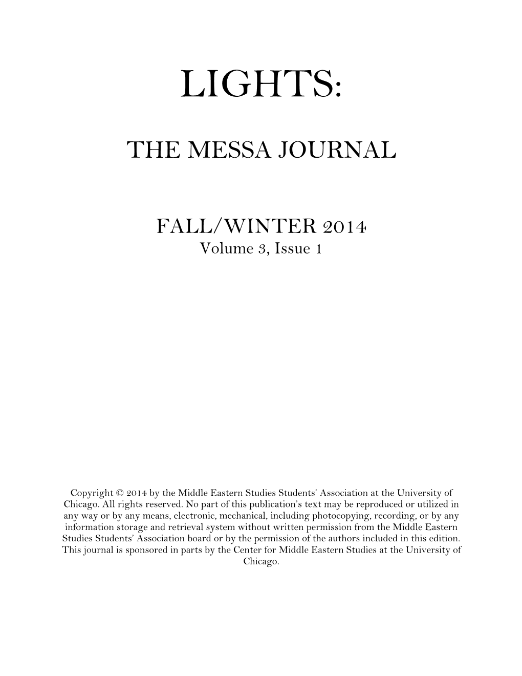 Lights: the MESSA Journal