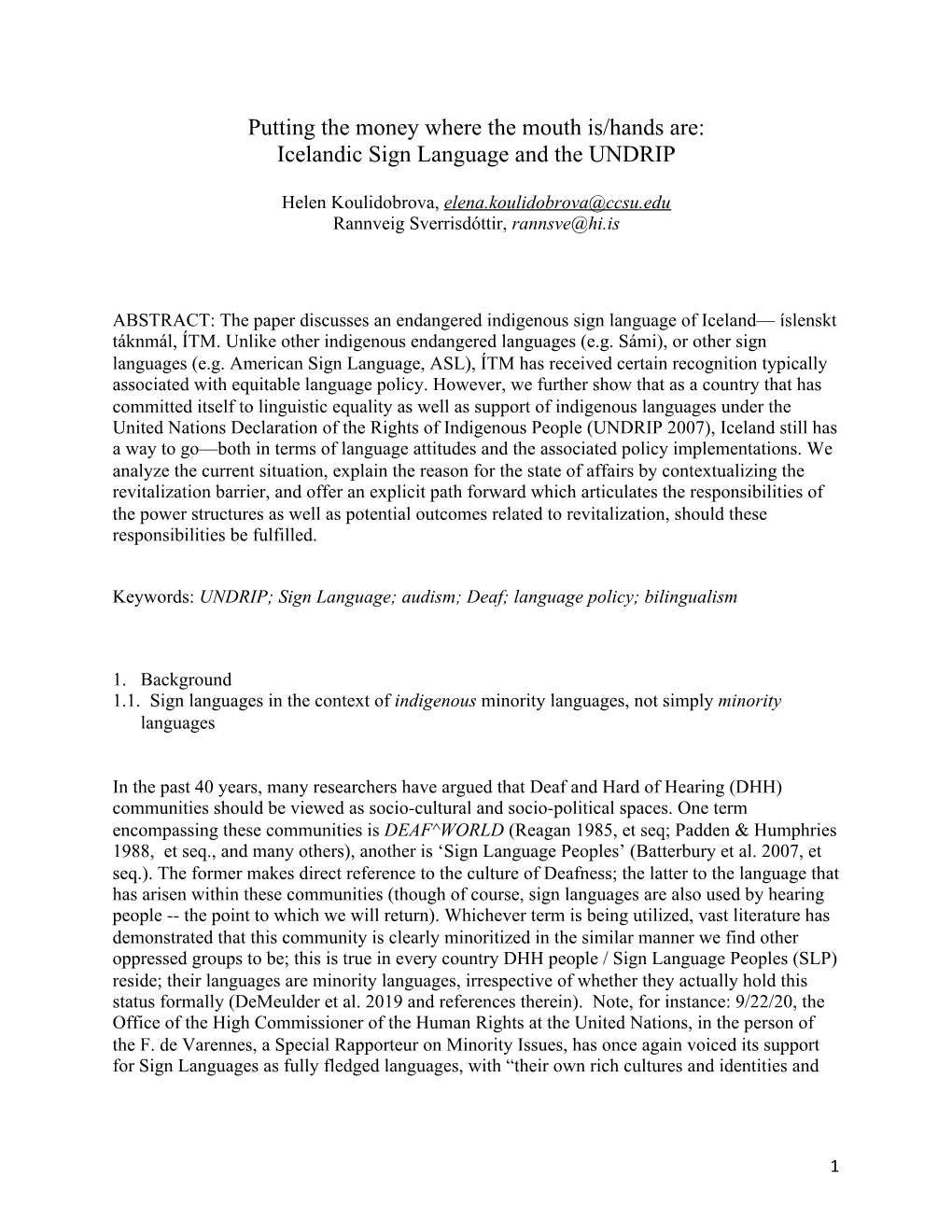 Icelandic Sign Language and the UNDRIP