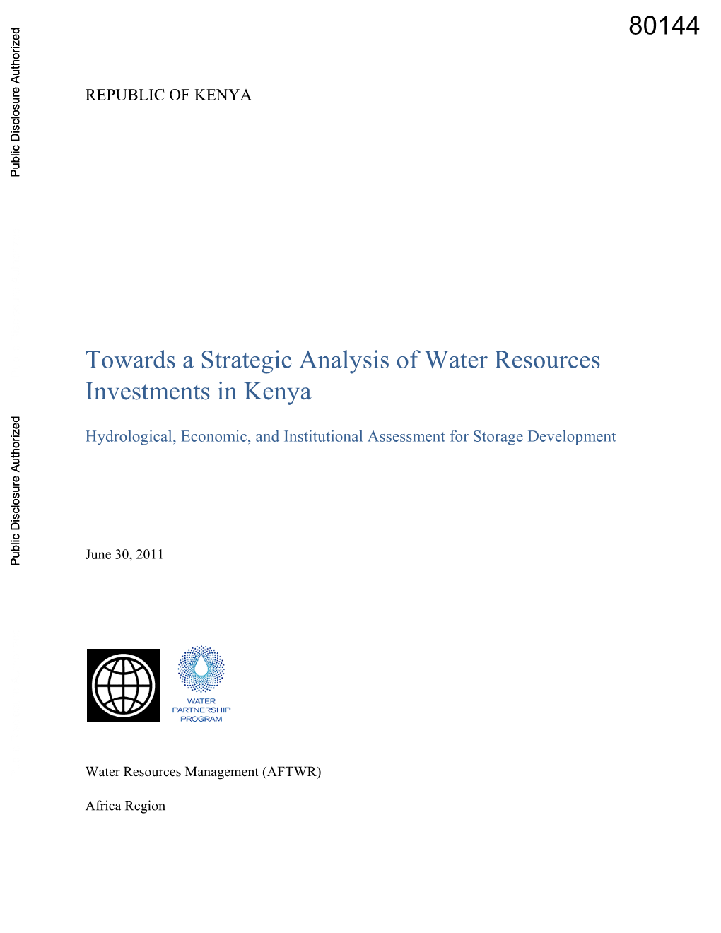 5.4 Water Storage Investments: Results of Preliminary Economic Analysis