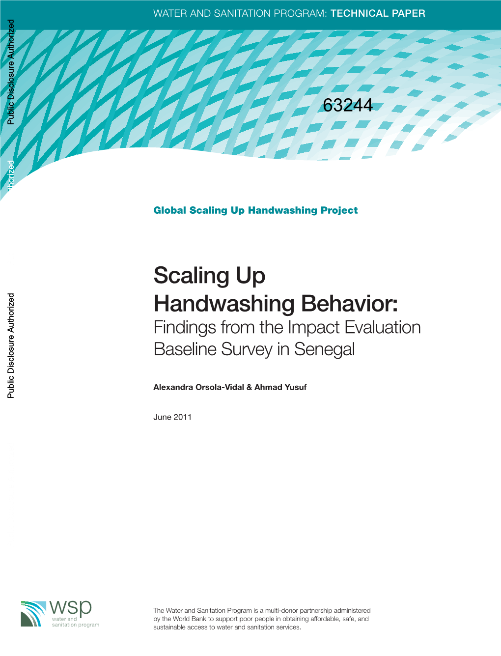 Scaling up Handwashing Behavior: Findings from the Impact Evaluation Baseline Survey in Senegal