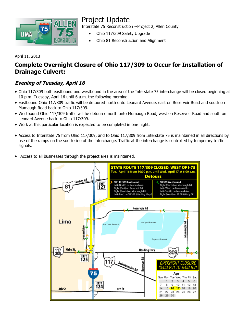 Interstate 75 Reconstruction Project 2, Allen County