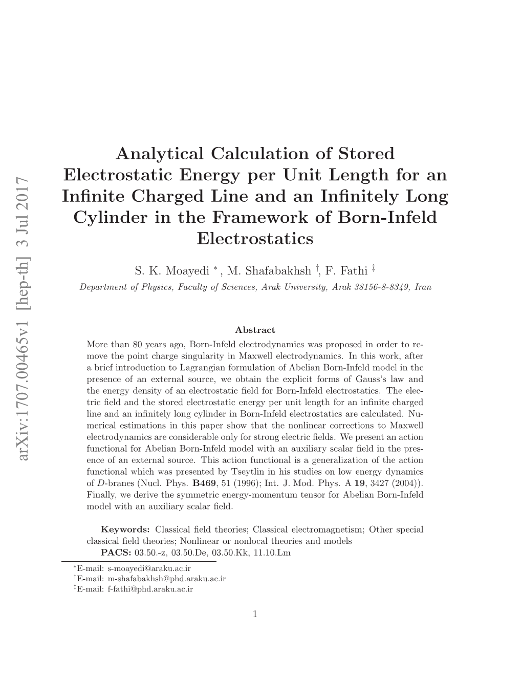 Analytical Calculation of Stored Electrostatic Energy Per Unit Length