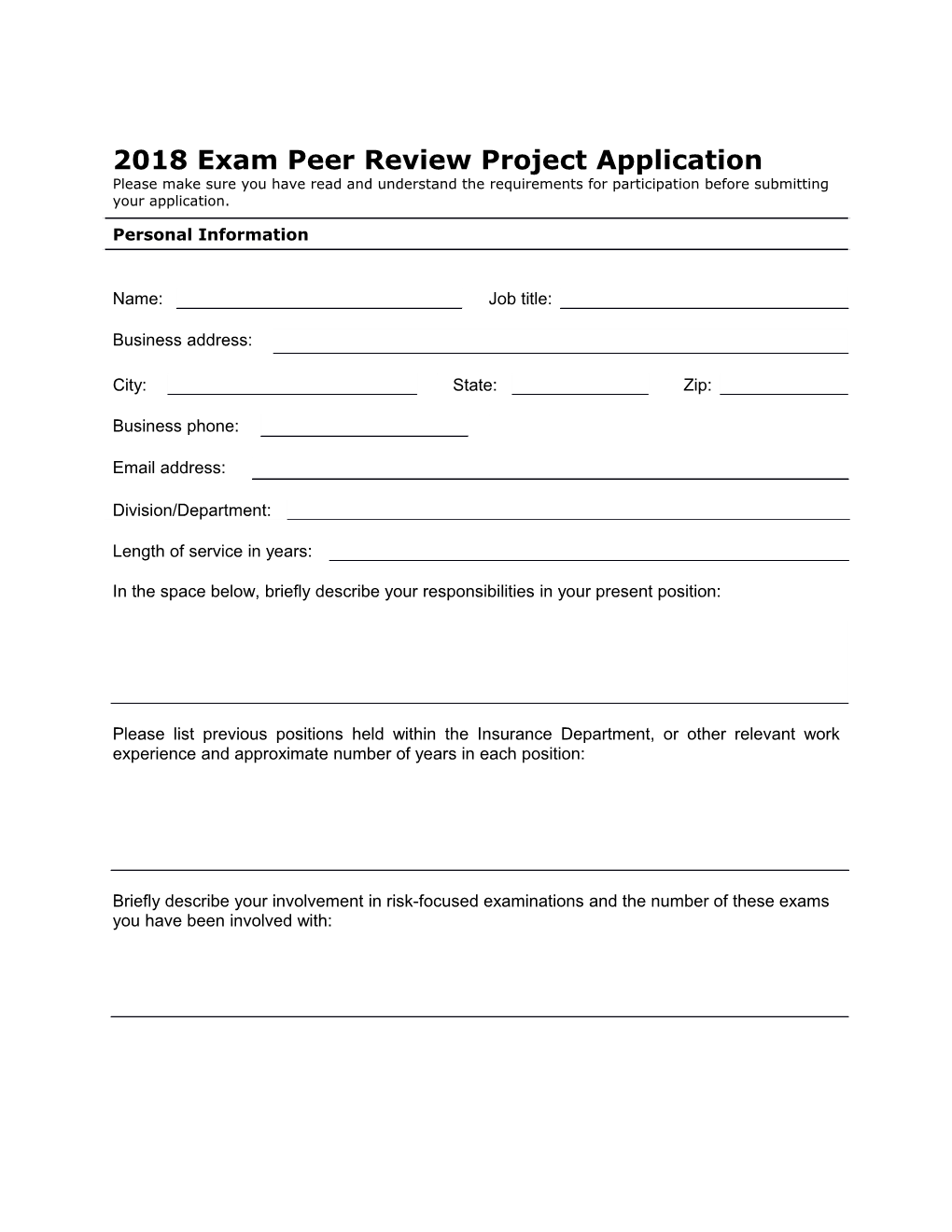 2018 Exam Peer Review Project Application