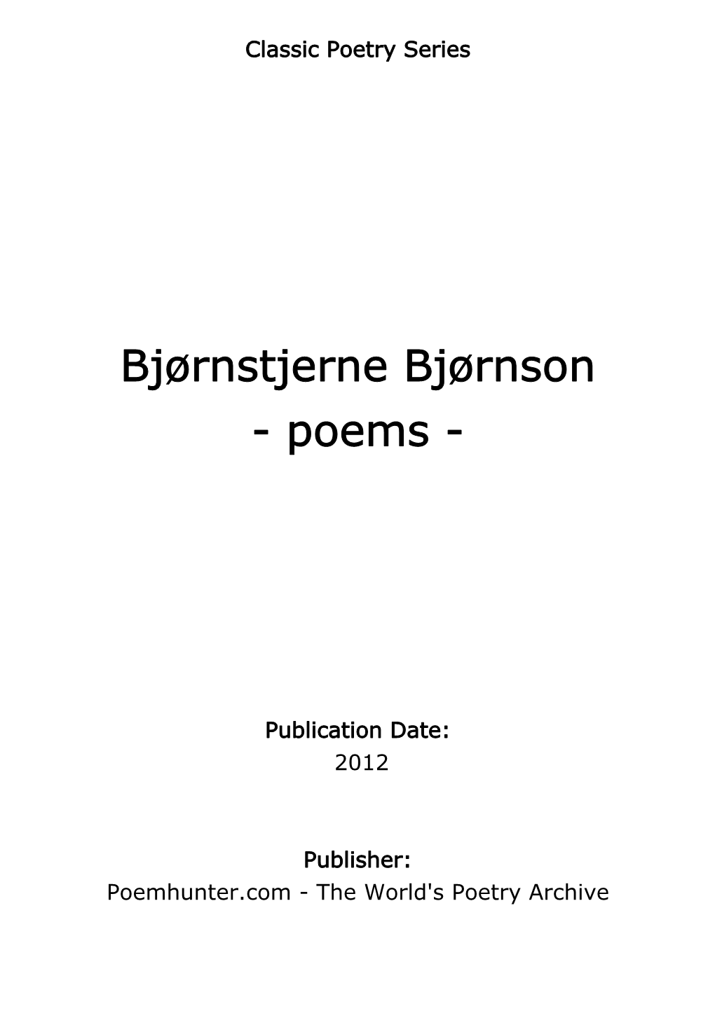 Bjørnstjerne Bjørnson - Poems