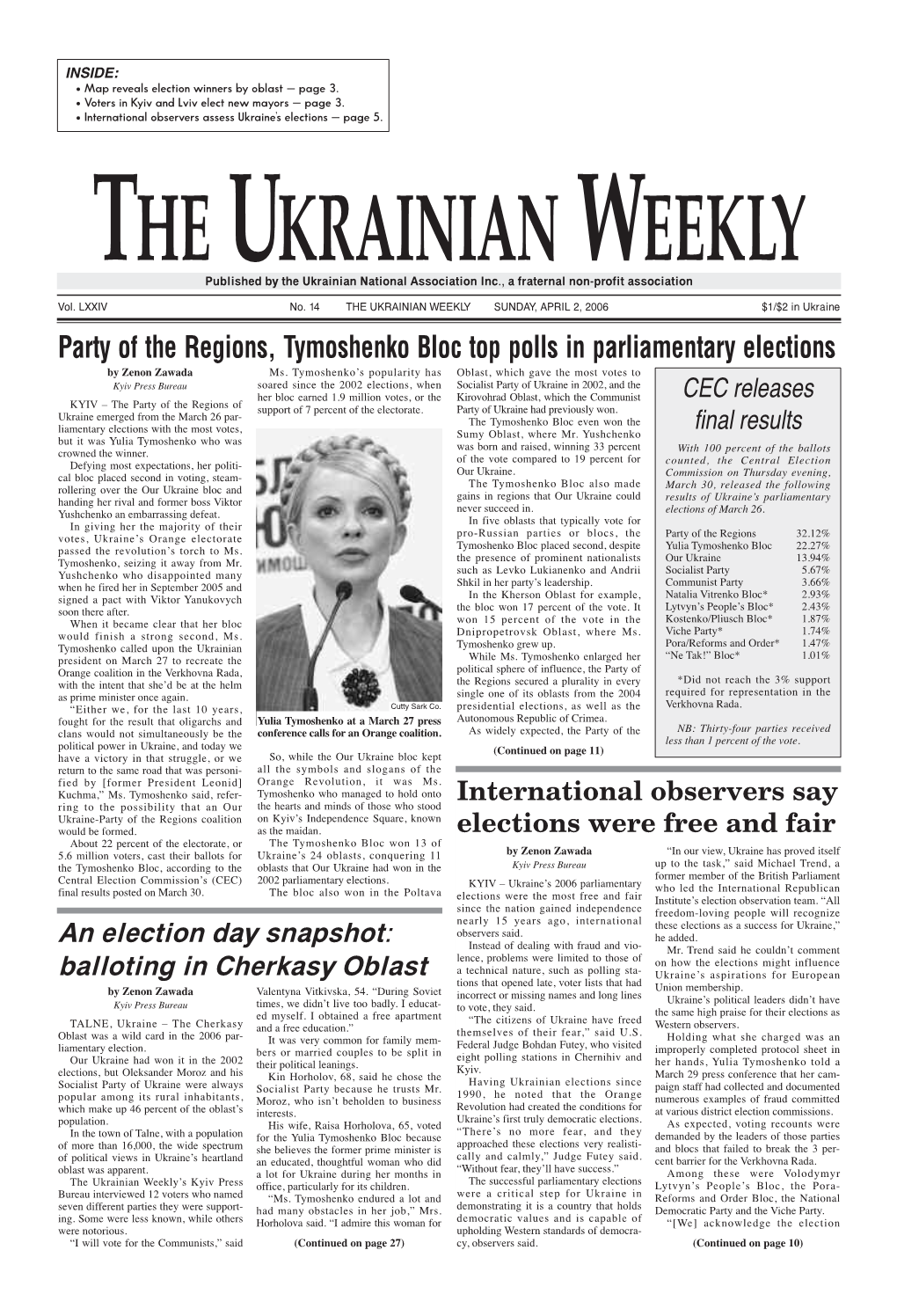 The Ukrainian Weekly 2006, No.14