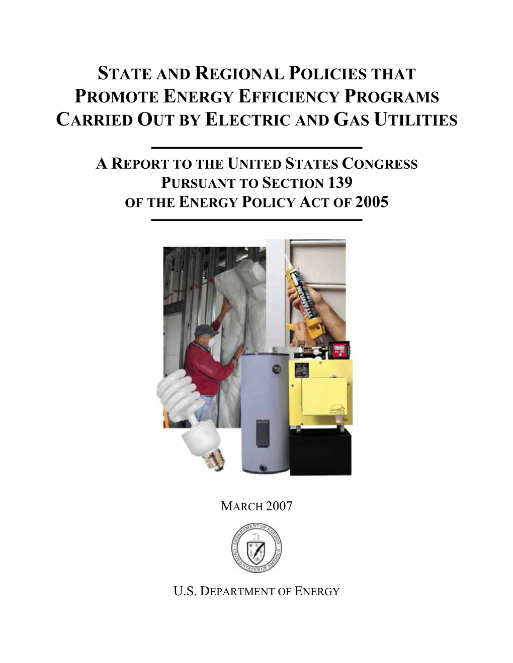 DOE Report to Congress—Energy Efficient Electric and Natural Gas Utilities